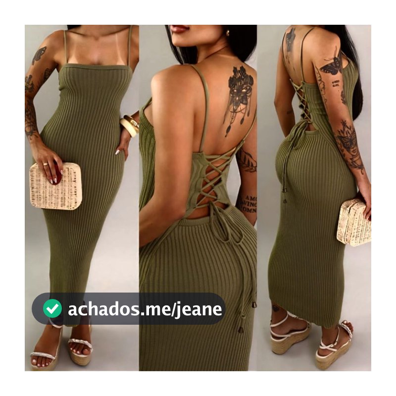 Vestido Tricot Modal Midi Trançado nas costas Tricô alta qualidade Verão 2027 Carnaval Praia Festa