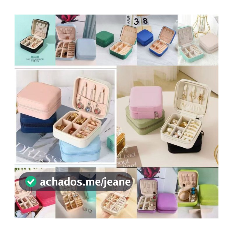 Kit 12 Porta Jóias Portátil | Mini Maleta Estojo Organizador Brincos Bijuterias Colares Anéis