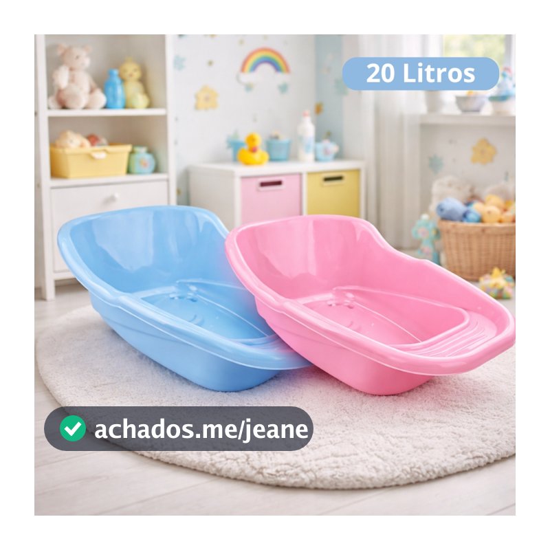 Banheira Infantil Adoleta 20 Litros Resistente Anatômica Ergonômica Valvula de Escoamento Rosa Azul