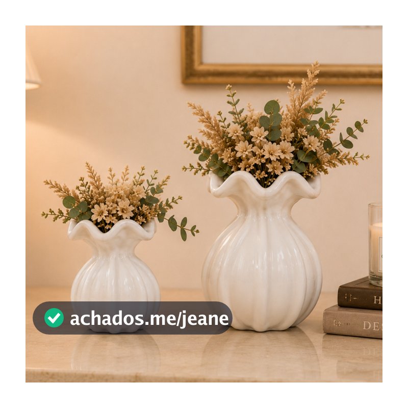 Kit 2 Vasos Cachepots Trouxinha Murano Ceramica Decorativo Medio Pequeno