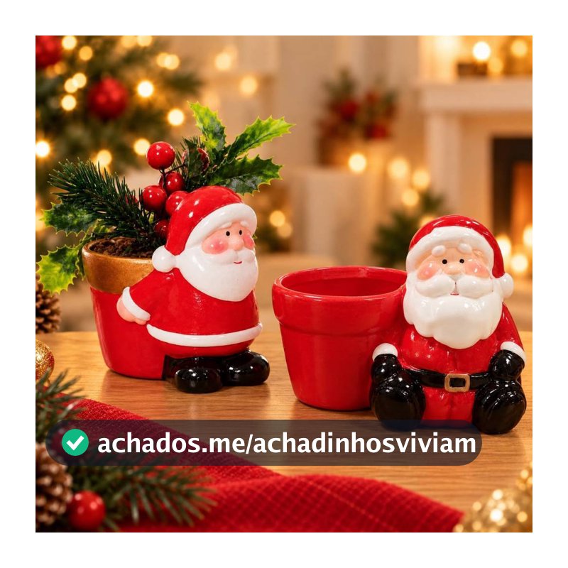 Enfeite Natalino de Cerâmica Papai Noel