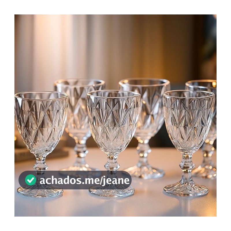 Jogo 6 taças de Vidro Luxo Diamond 325ml Transparente