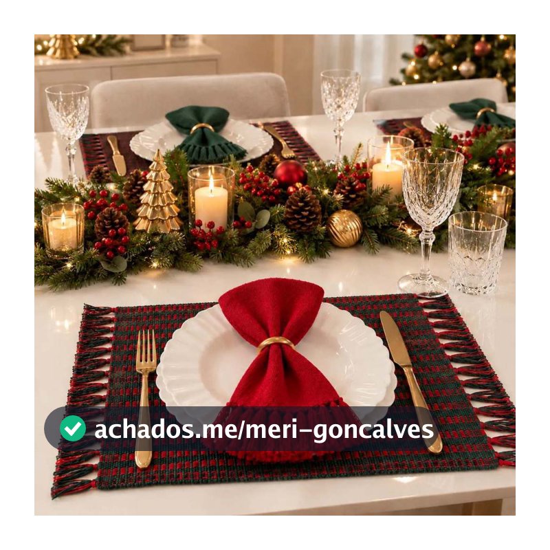 Kit Jogo americano de NATAL, Decoração de mesa posta. Artesanato tear mineiro.