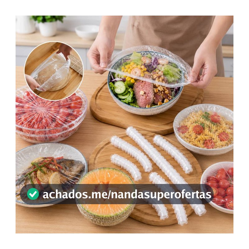 KIT De 100 á 300 Tampas De Plástico Descartável Para Alimento Com 100 Ate 300 Unidades