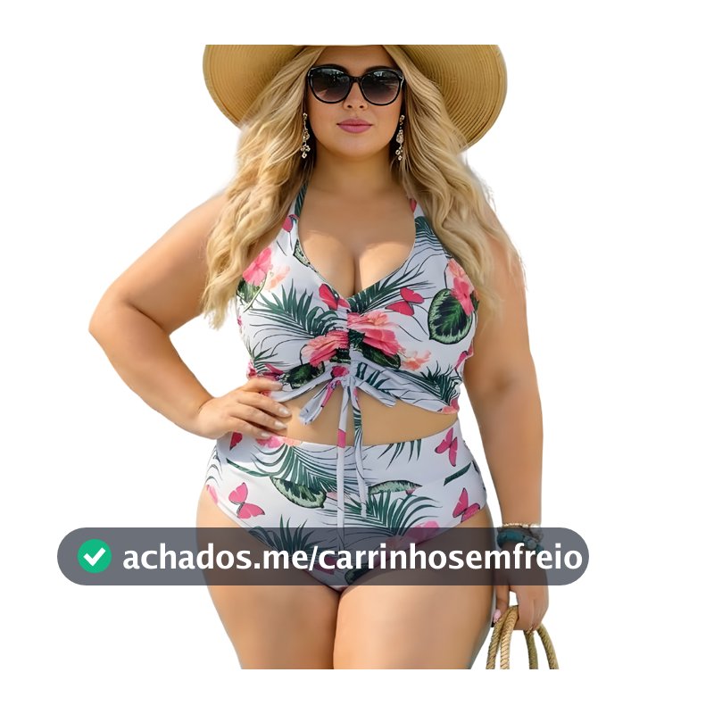 Biquini Semi fio Plus size 46 ao 52 cropped + Fio duplo praia piscina feminino curves