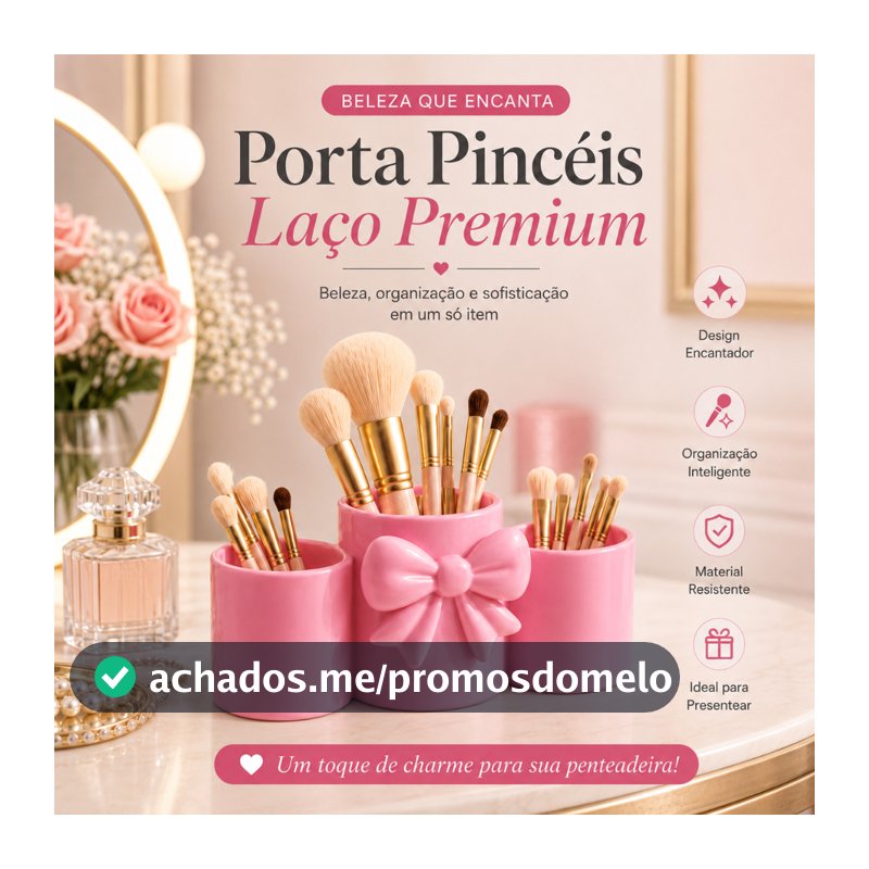 Porta Pincéis Maquiagem Organizador Mesa Porta Canetas Laço Elegante
