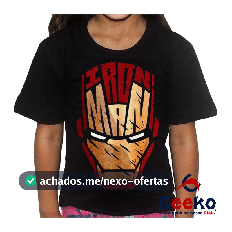 Camiseta Geek Infantil Homem de Ferro Iron Man Vingadores Avengers All Geek