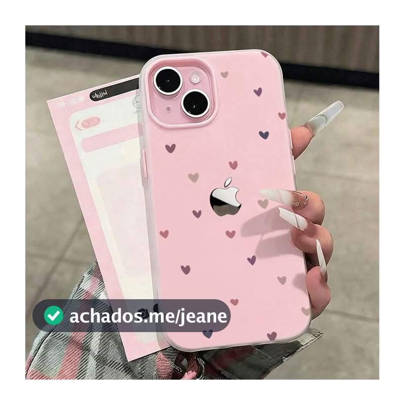 Capinha de silicone fosco 2 em 1 Capa Estampa de corações Para iPhone 13 11 12 14 15 16 17 16e Normal Pro Max Ar GD