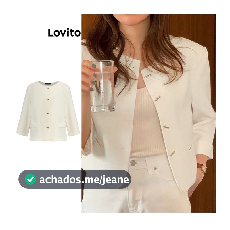 Lovito Elegante Blazer com botões para mulheres 102AD502