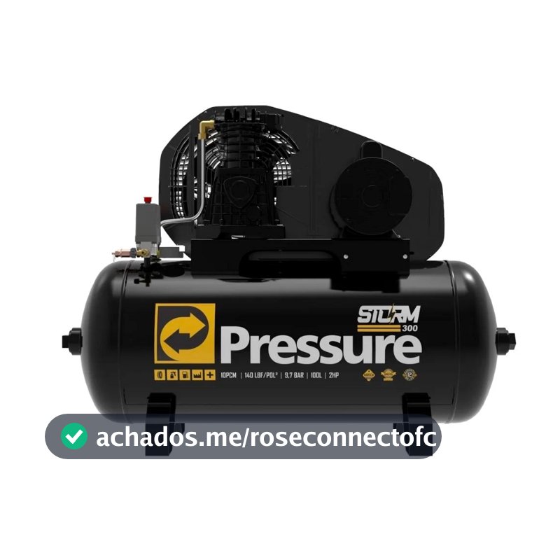 Compressor de Ar 10 Pés 2HP 100 Litros 110/220V Monofásico Borracharia Oficina Marcenaria - Pressure