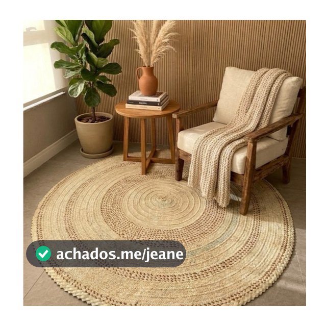 Tapete Três Ondas em Palha Natural 1.50mt Artesanato para Decoração Elegante