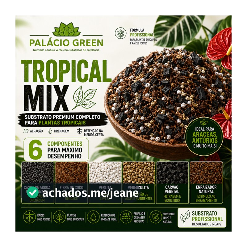 Substrato Tropical Mix Premium para Aráceas, Anthurium, Monstera e Philodendron