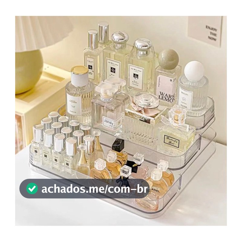 Expositor de Perfumes Cosméticos 3 Andares Multiuso Organizador Prateleira Diamante Acrílico Porta Maquiagem Beleza