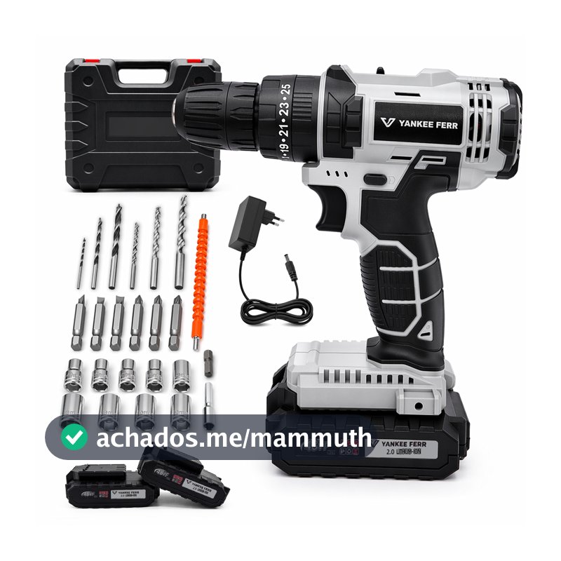 Kit 2 em 1 Parafusadeira Furadeira 48V 85N.M Com 2 Baterias Acessórios Profissional Completo brushless