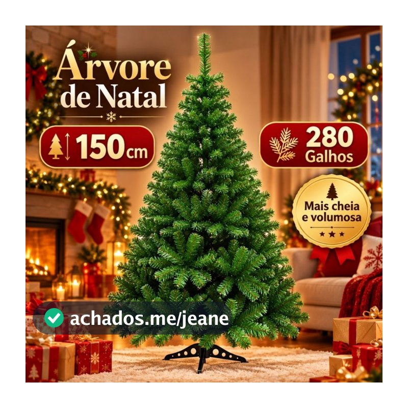 Árvore de Natal 150cm 280 Galhos Pinheiro Canadense Tradicional