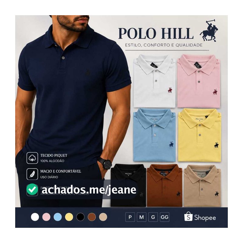 Camisa Gola Polo Masculina Adulta Malha Picket Camiseta De Qualidade