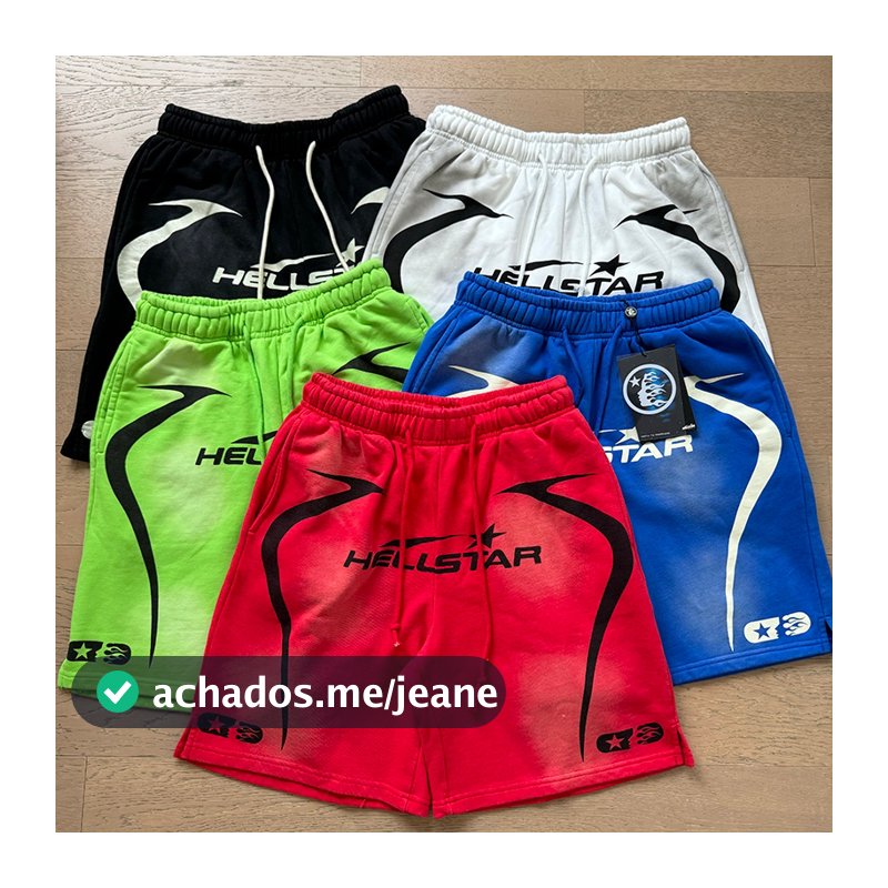 HELLSTAR CAP 10 High Street Casual Loose Sports Shorts para Homens Hip Hop Cinco Quarter Pants Verão