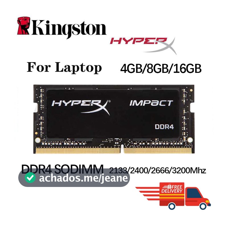 Kingston HyperX Impacto DDR4 RAM 4GB 8GB 16GB 1.2v DDR4 2133Mhz 2400Mhz 2666Mhz 3200Mhz Portátil Para Memória SODIMM