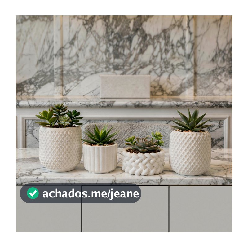Kit 4 Vaso Decorativo em Gesso para Vaso de Plantas Suculentas e Cactos Decoração Sala Pequena Mesas