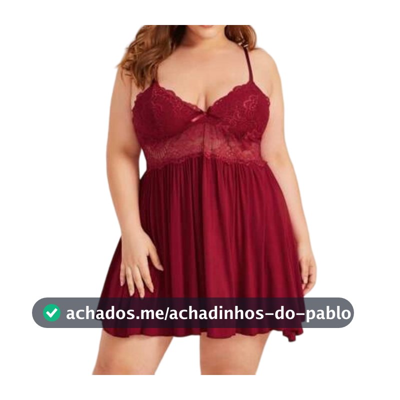 Camisola Plus Size Sensual Sem Bojo Detalhe em Renda Lingerie Feminina Pijama Sexy Linha Noite