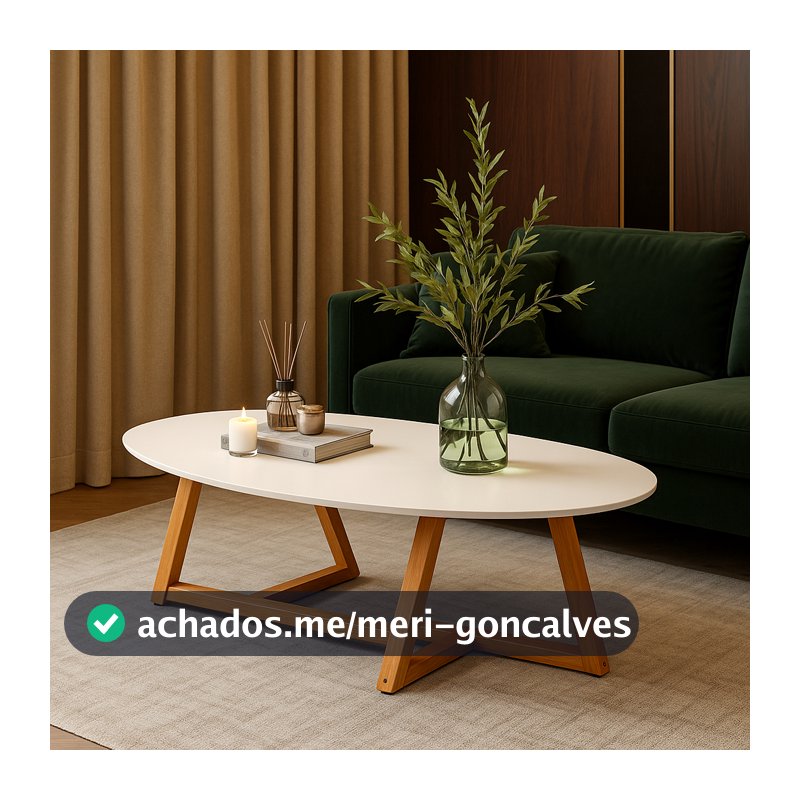 Mesinha Mesa De Centro De Sala Classic Oval Pés De Madeira Maciça Decorativa Luxo