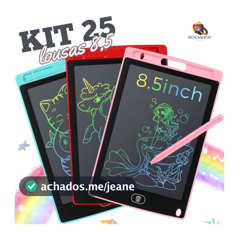 25 Lousas Magica Tablet Lcd 8.5 Polegadas Escrever Pintar e Desenhar