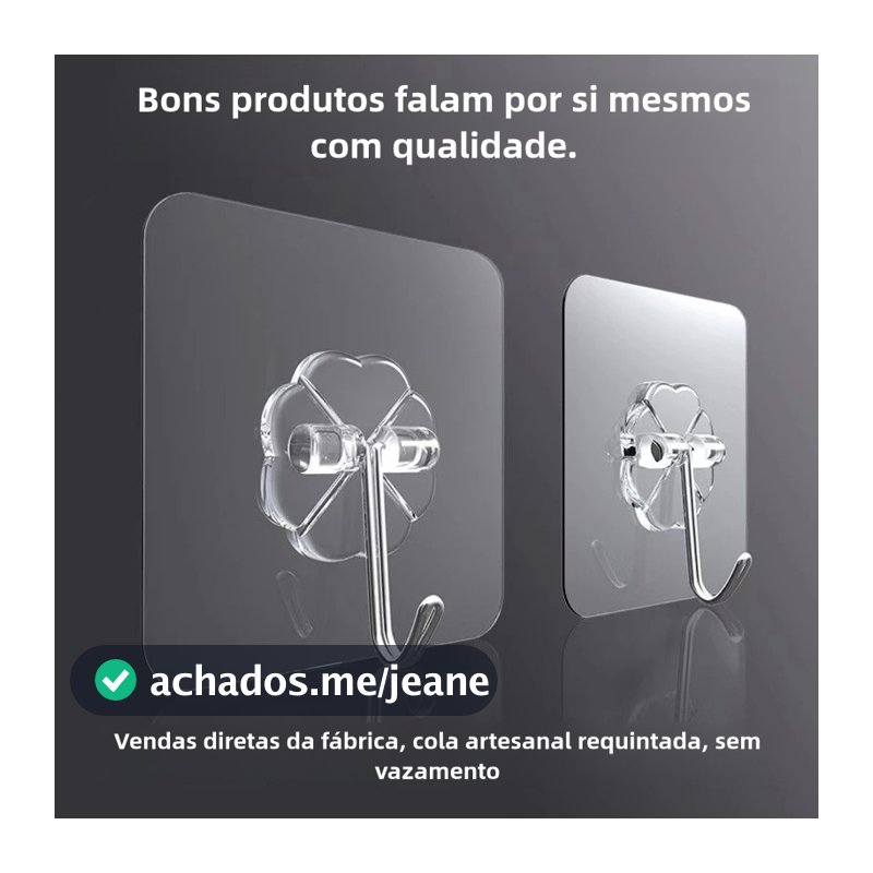 2/4/6/8/10/15 Gancho Adesivo Parede Multifuncional Transparente Autocolante Metálico Premium
