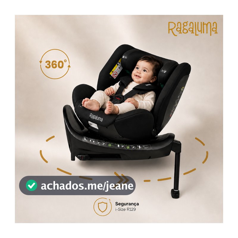CADEIRA DE CARRO BEBE ISOFIX 360 GRAUS COM ANCORA FRONTAL DE 0 A 12 ANOS GIO CONFORT MAX RAGALUMA