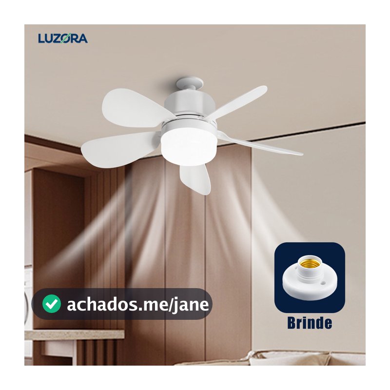 Ventilador de Teto com Luz Silencioso Controle Remoto Economica Instalação Fácil LED Bivolt E27