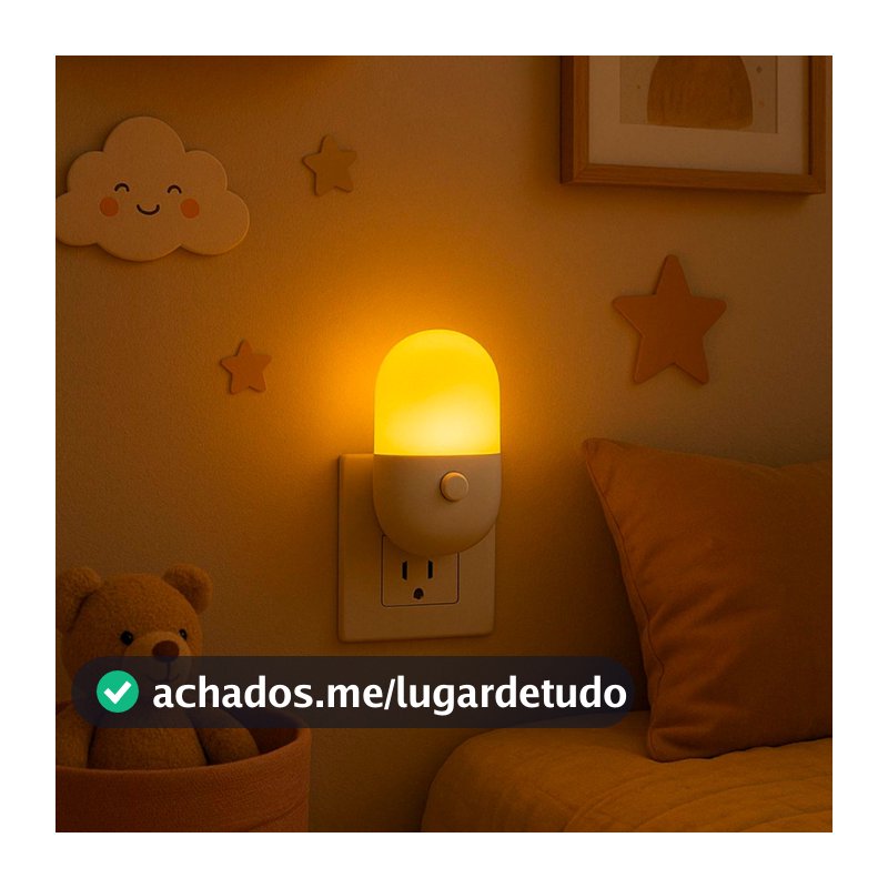 Abajur LED Mini Noturno Bivolt para Quarto Infantil Luminária de Tomada Luz Suave e Confortável Bebês Crianças