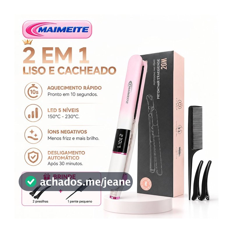 MAIMEITE Prancha alisadora de cabelo 2 em 1 com função de modelador de cachos S638