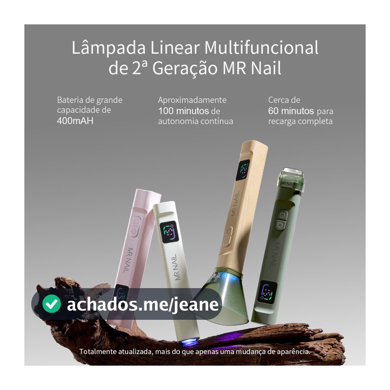 MR NAIL Lâmpada UV LED 395nm para Unhas em Gel Portátil Recarregável USB-C com Sensor