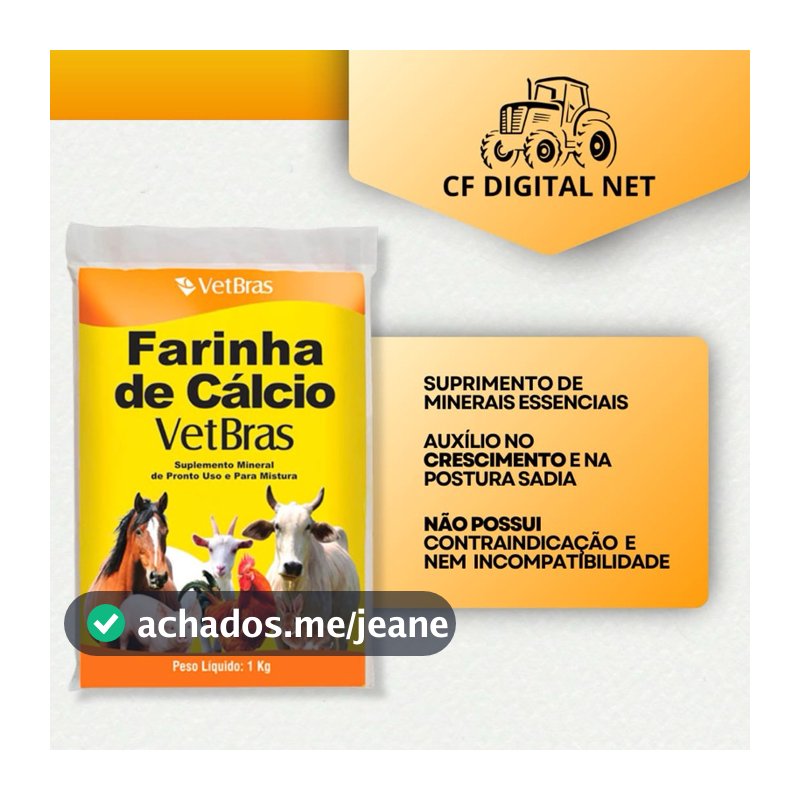 Farinha de Cálcio galinha botadeira postura ovos forte suplemento Mineral Vetbras vitamina