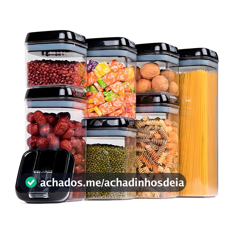 Conjunto 7 Potes Herméticos Acrílico Mantimentos Transparente