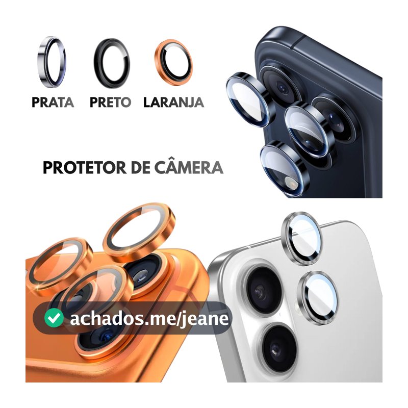 Película Câmera P/ iPhone 17/17 Pro Max Proteção de Lente Lisa Anel Metálico Vidro temperado AntiSHO