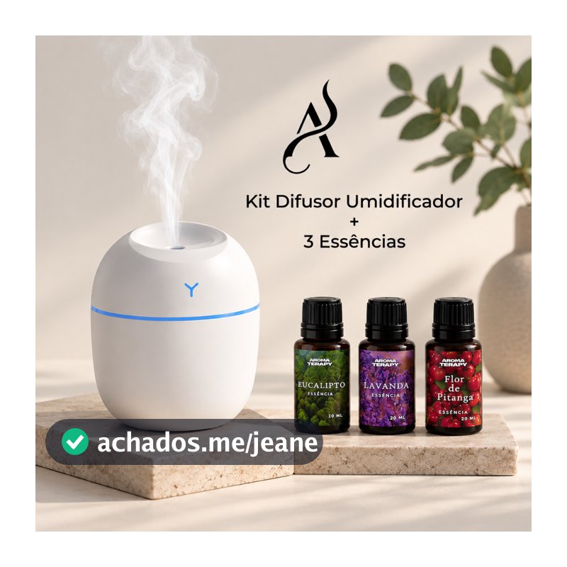 Kit Umidificador Aromatizador com 3 Essências Hidrossolúvel | Difusor De Ar Egg  | 3 Essências