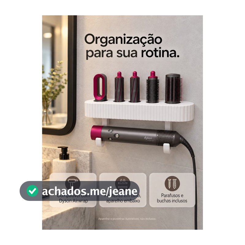 Suporte Secador 5 em 1 Compatível com Dyson Airwrap Organizador Parede para 5 Acessórios