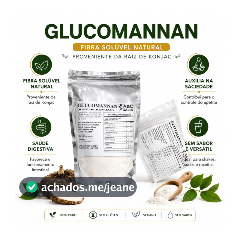 Glucomannan Pó 100% Puro Fibra Raíz de Konjac Saudável