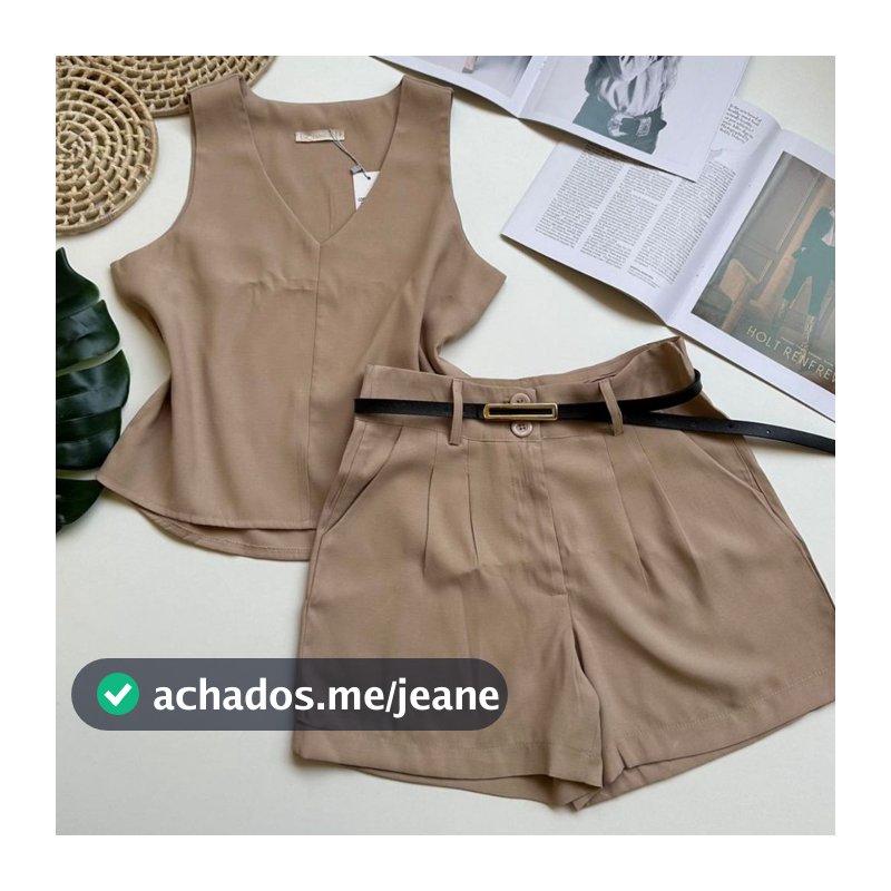 Conjunto marrant feminino de camiseta sem mangas e shorts com cinto