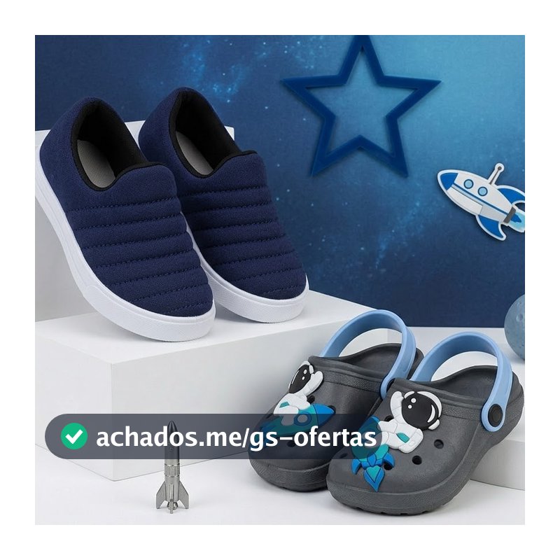 Kit Tênis Infantil Menino Calce Fácil + Sandália Babuche Personagens Leve e Macia