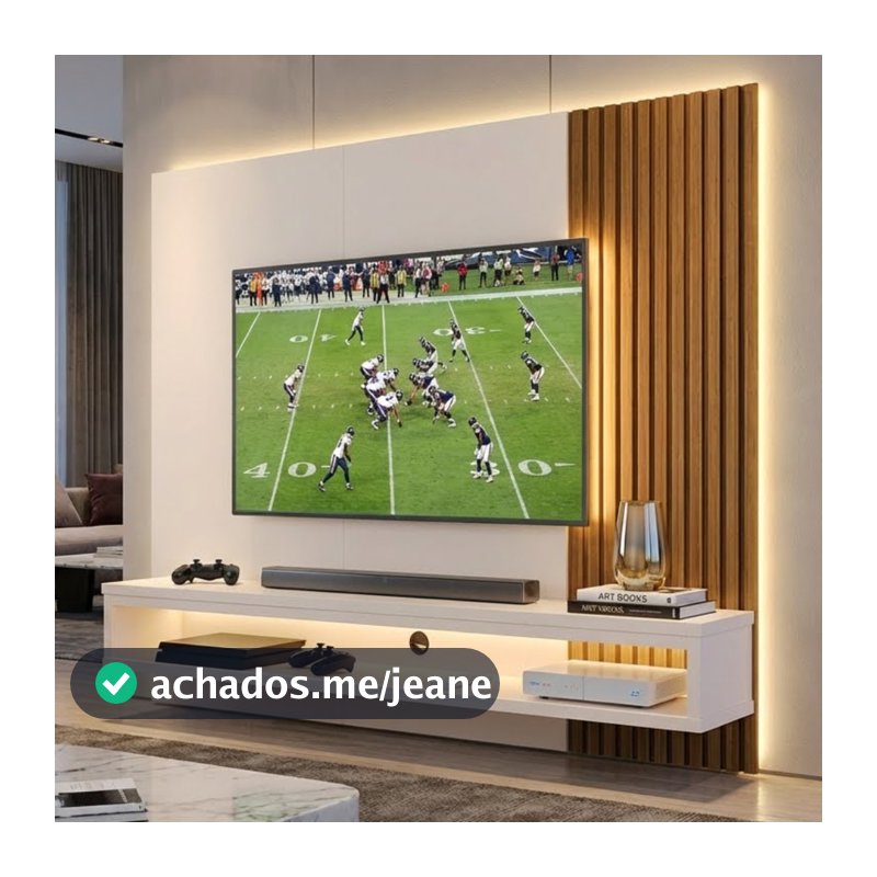Painel Cissa Tv Até 50" Nicho Decorativo Prateleira Inferior Suspenso Parede Quarto Sala Estar - RPM