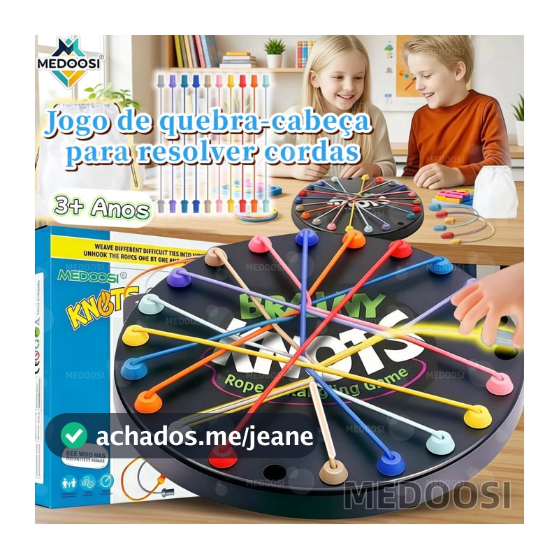 MEDOOSI Jogo de Desafio de Corda e Nós | Quebra-Cabeça Lógico, Brinquedo Desatar Educativo para Crianças / Infantil