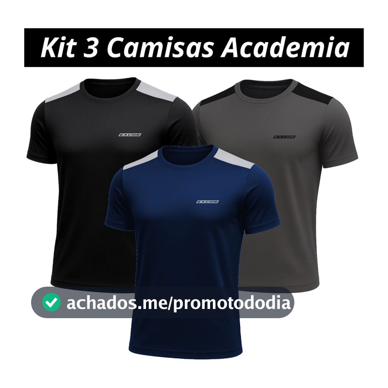 Kit 3 Camisas Dry Fit Masculino Academia Tecido Leve Musculação e Treino