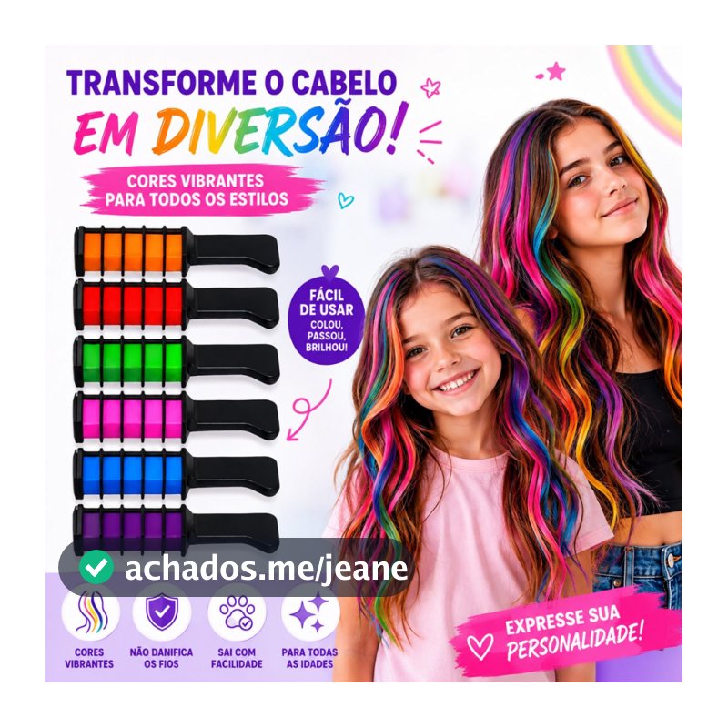 6 Pentes Coloridos Giz Para Cabelo De Meninas Cosplay Festas