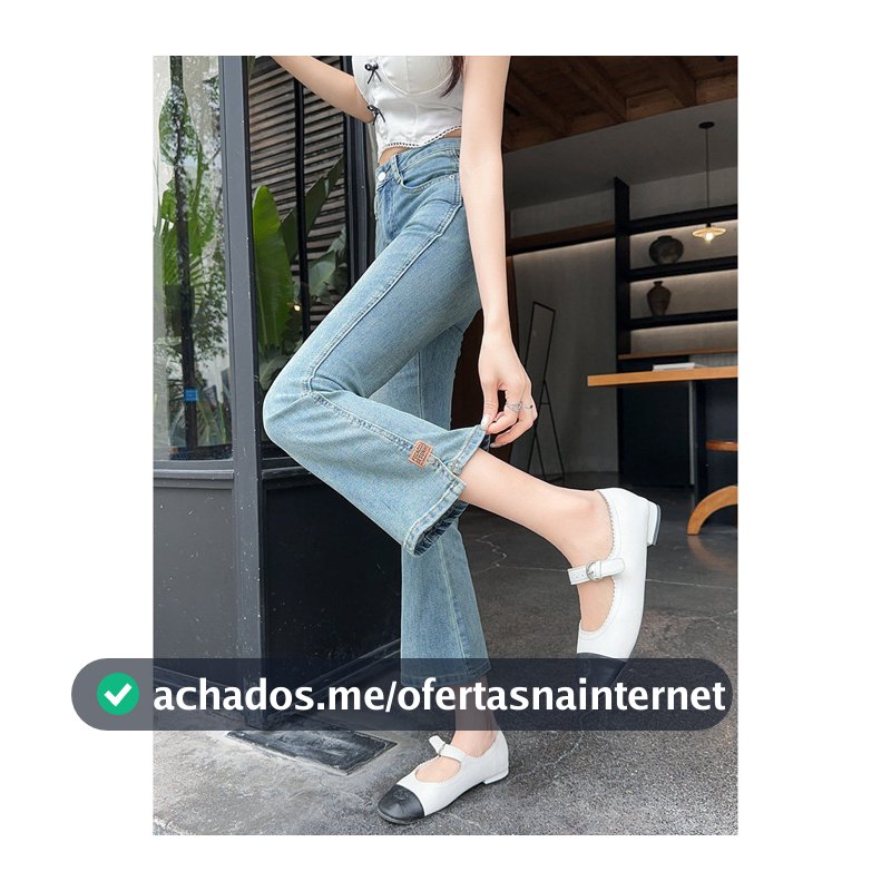 Calças jeans Micro-queimadas de cor clara femininas 2026 primavera Design sentido calças fenda pequena 150cm calças larg