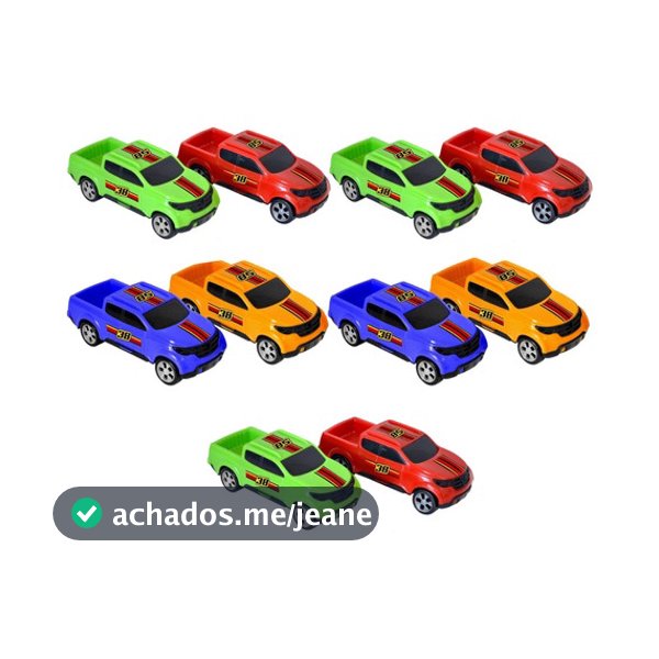 Kit 10 Brinquedos Carrinho Pikup Caminhonete Atacado Doação Brincadeira de Transporte Resistente