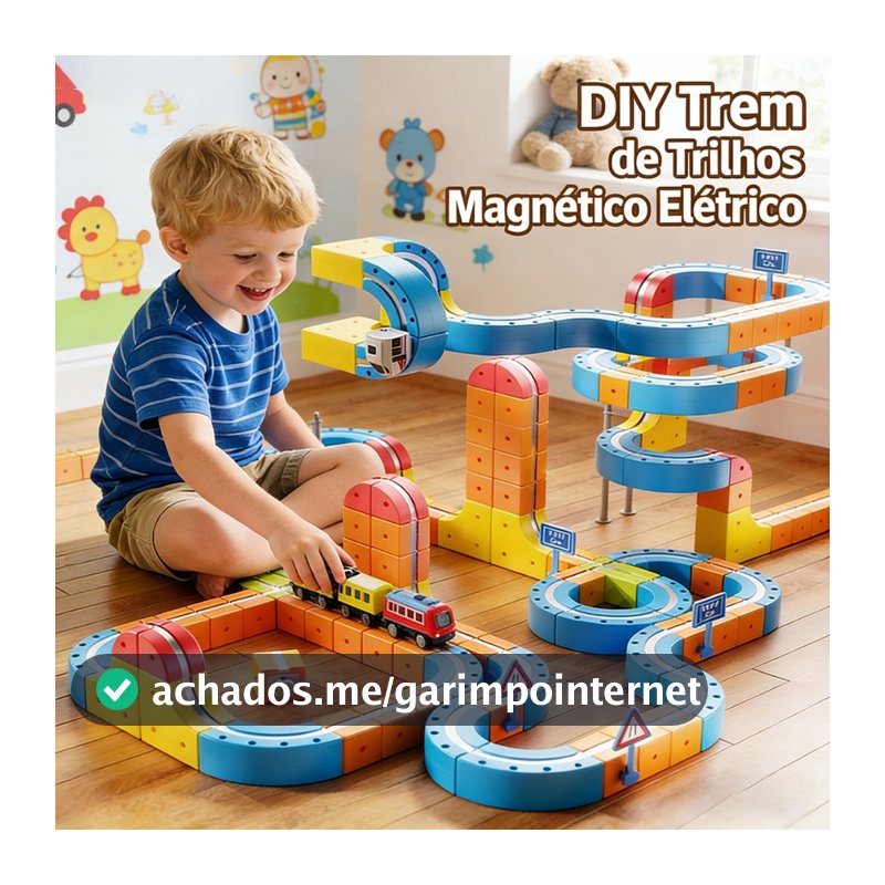 Trem Elétrico Pista Magnética Blocos de Montar Brinquedo Educativo Anti-Gravidade DIY Alta Velocidade Presente Infantil