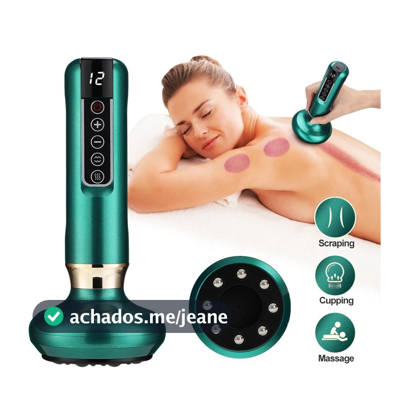 Massageador A Vácuo Sucção Elétrica Com Aquecimento Recarregável USB Vacuoterapia 12 Níveis