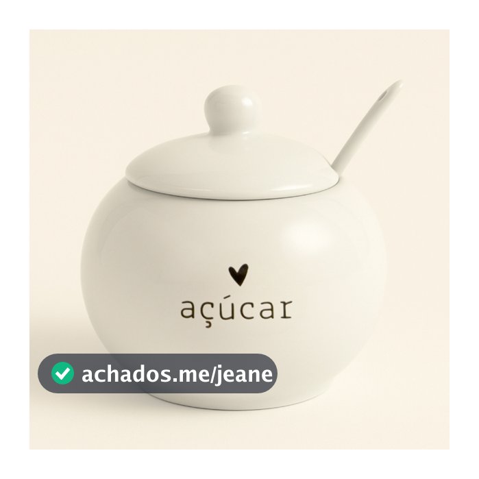 Açucareiro de Porcelana Com Tampa e Colher Porta Açúcar