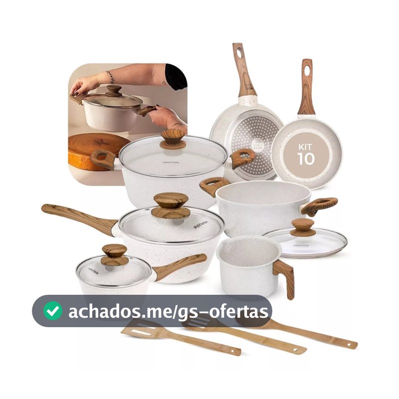 Jogo De Panelas Indução Kit 10 Peças Revestimento Cerâmico Style Cook Marmol - Mimo Style Premium